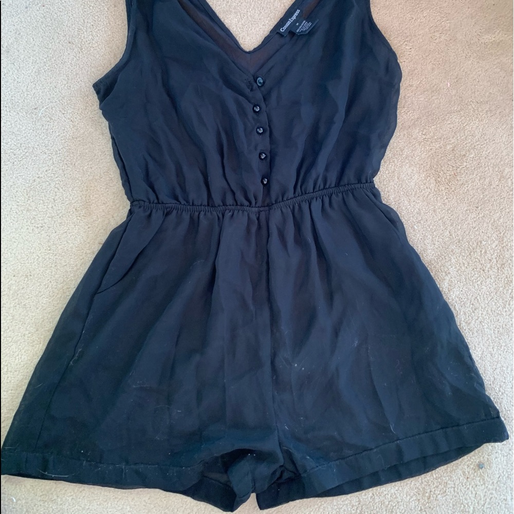 Black button down romper - Picture 2 of 4